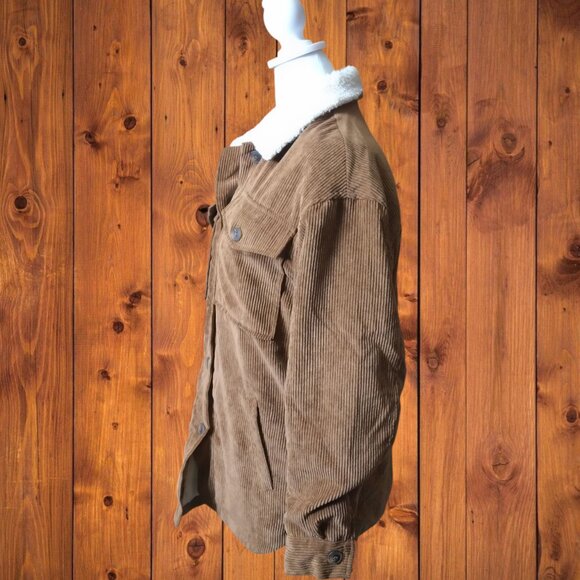 ASHLEY BY 26 INTERNATIONAL WOMEN'S MEDIUM BROWN CORDUROY JACKET POCKETS - Picture 4 of 7